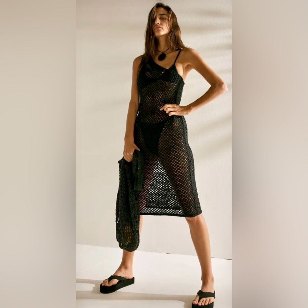 🆕 Free People Fauxchet one shoulder dress in black size small